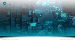 Artificial intelligence Teal Overlay Face of a robot in digital landscape